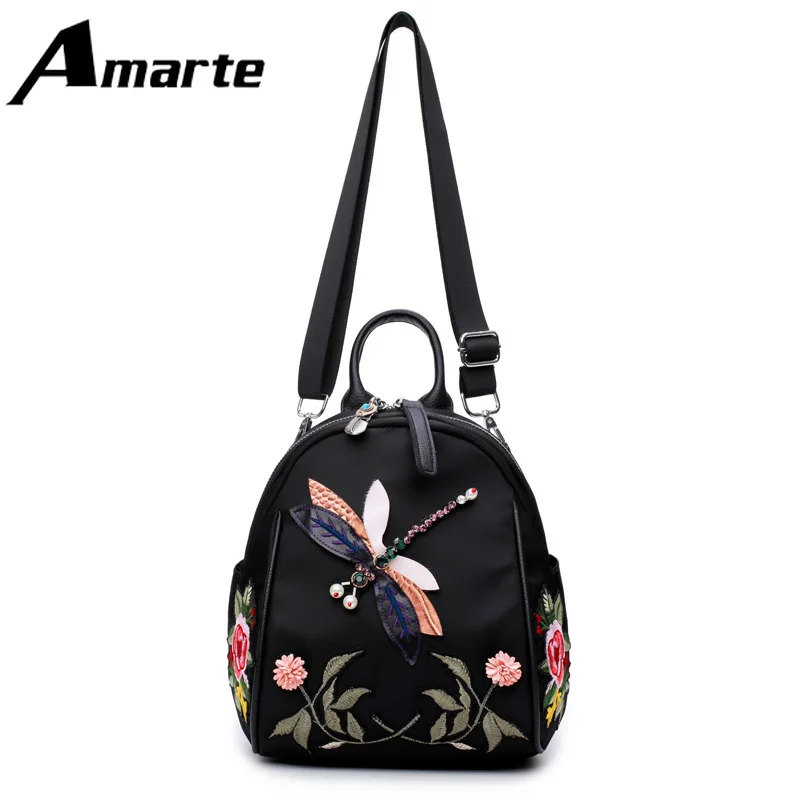 Amarte женские нейлоновые рюкзаки новинка 2019 модные дизайнерские с вышивкой