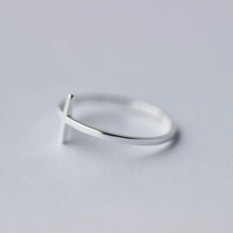 Trusta Women's 100% 925 Sterling Silver Fashion Jewelry Cute Cross Cocktail Ring Sizable 6 7 8 Girls Kids Xmas Gift DS221
