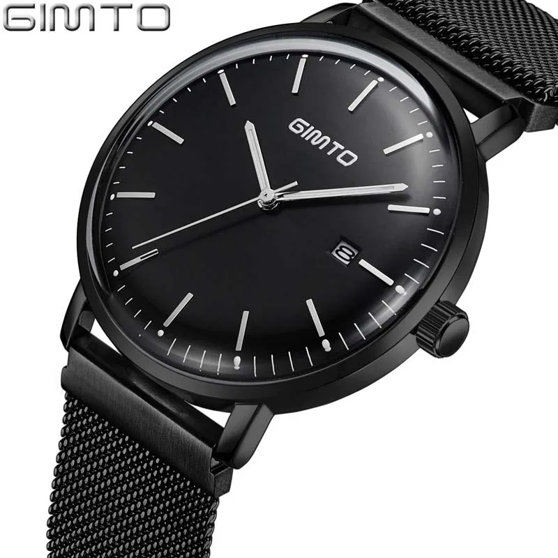 

Men Watch Ultra thin Watches Business Quartz Men Steel GIMTO Wristwatch Male Waterproof Sports Wrist Watches Relogio Masculino