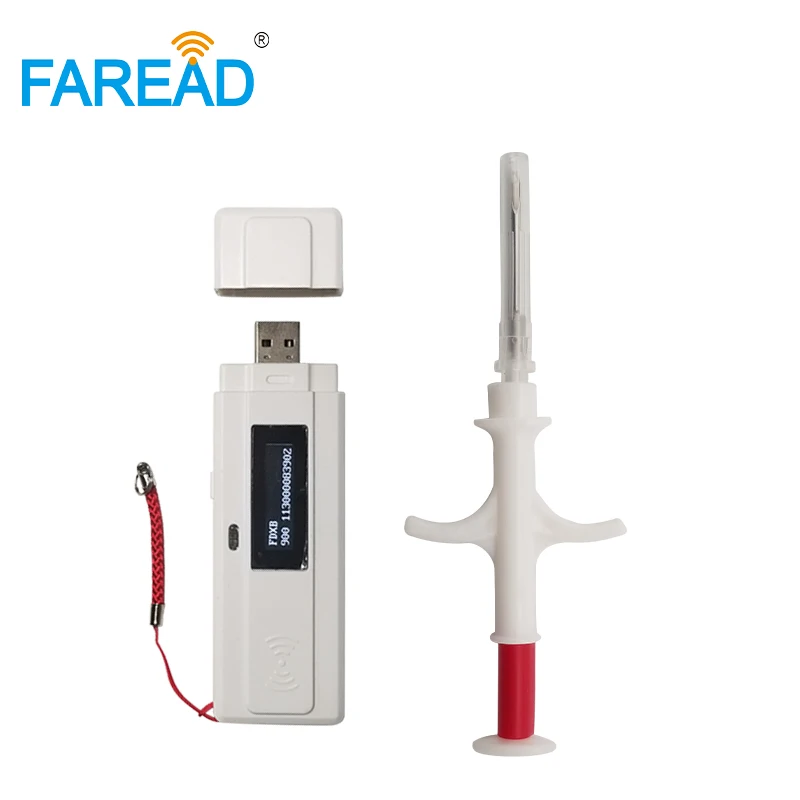 

Best-selling Free sample 1pc microchip syringe+x1 RFID mini pocket portable scanner pet chip Reader ISO11784/5 134.2KHz standard