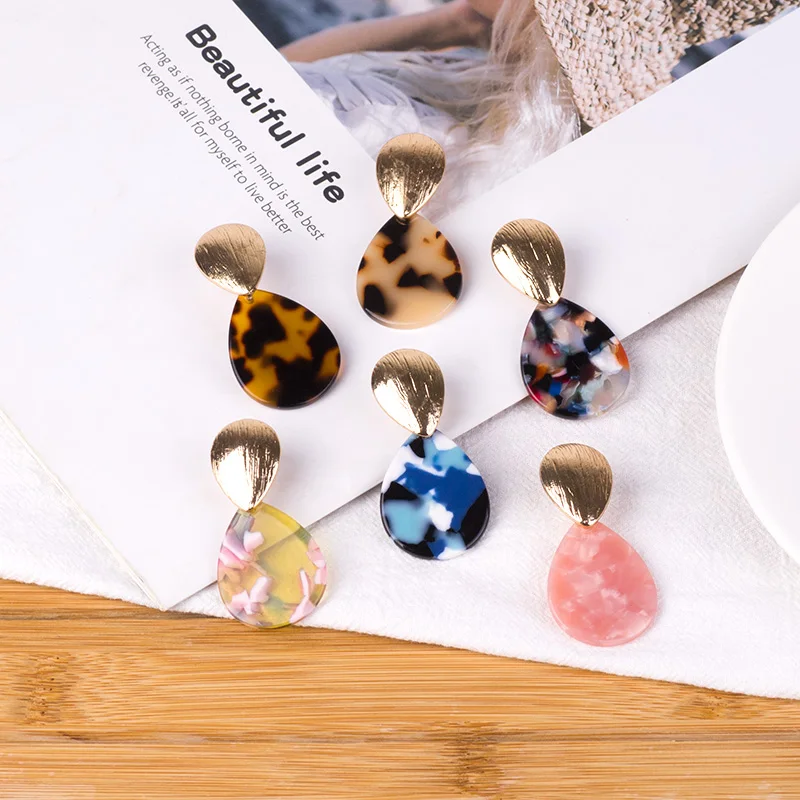 GuanLong Classic Dangle Acetate Resin Earrings for Women Big Geometric Acetic Acid Dangling Acrylic Earring Metal Party Jewelry (5)