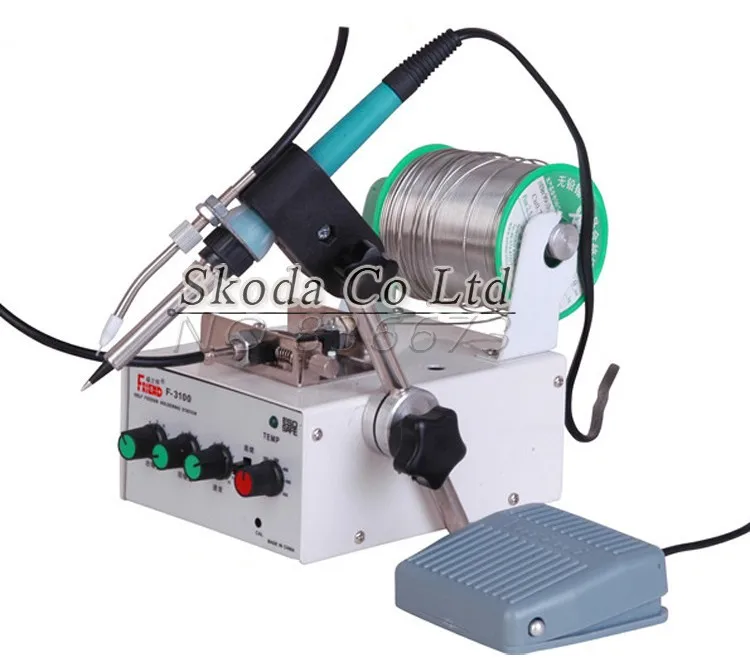 Image Automatic feeding tin thermostatic soldering station F3100A 50W multi function foot soldering machine+500G tin wire