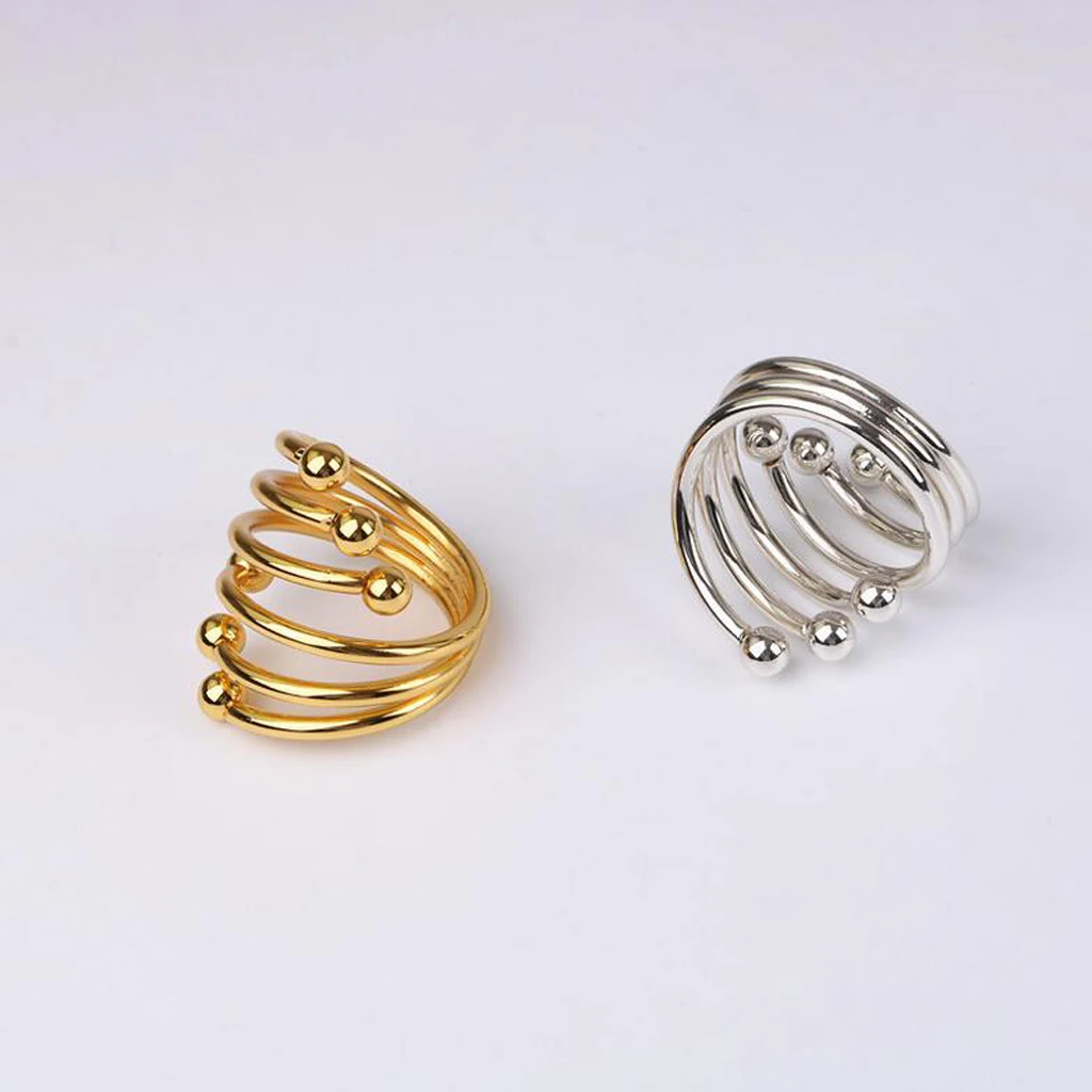 Fashion Round Metal Napkin Ring Napkin Buckle Hotel Banquet Six-Bead Spring Napkin Ring Wedding Birthday Party Supplier 
