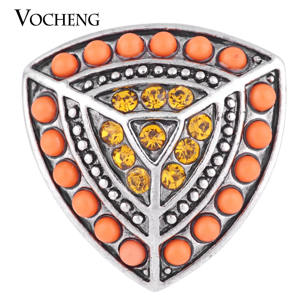 

10PCS/Lot Wholesale Vocheng Ginger Snap Button Orange Green Round Bead Charms 18mm Ornate Shield Vn-1117*10 Free Shipping