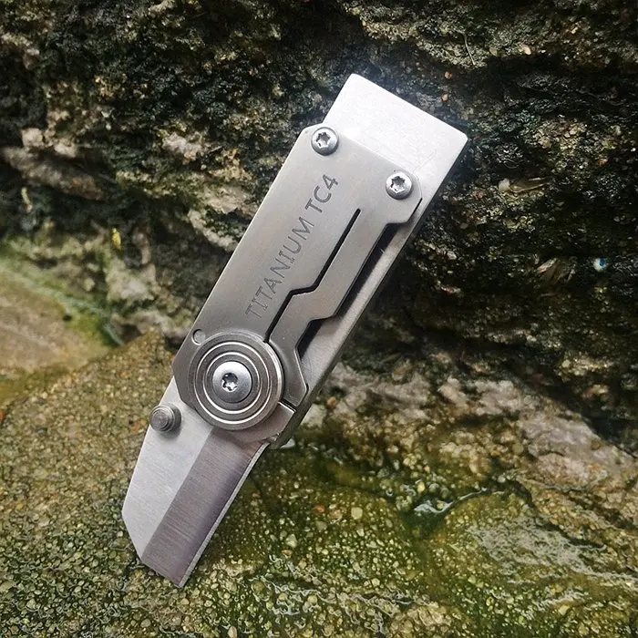 Sentinel Mini EDC Small Straight Knife Titanium Seamless Seamless Welding CNC Double Channel Whistle Knife