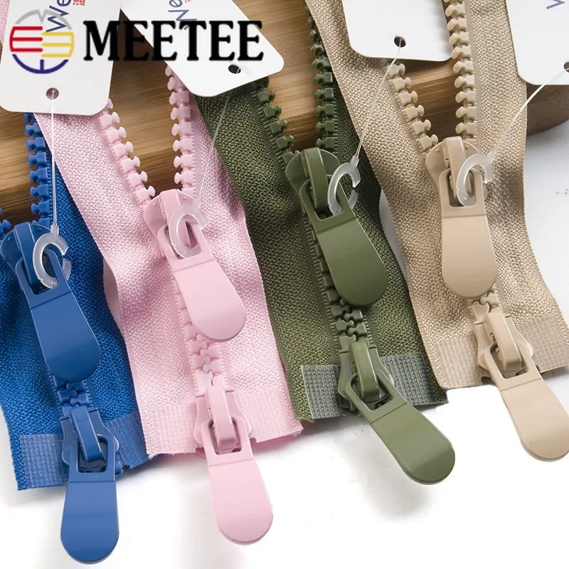 

Meetee 2pcs 120CM 8# Resin Open End Double Slider Head Zipper for Down Jacket Outdoor Backpack Tent Bag Sewing Accessories AP551