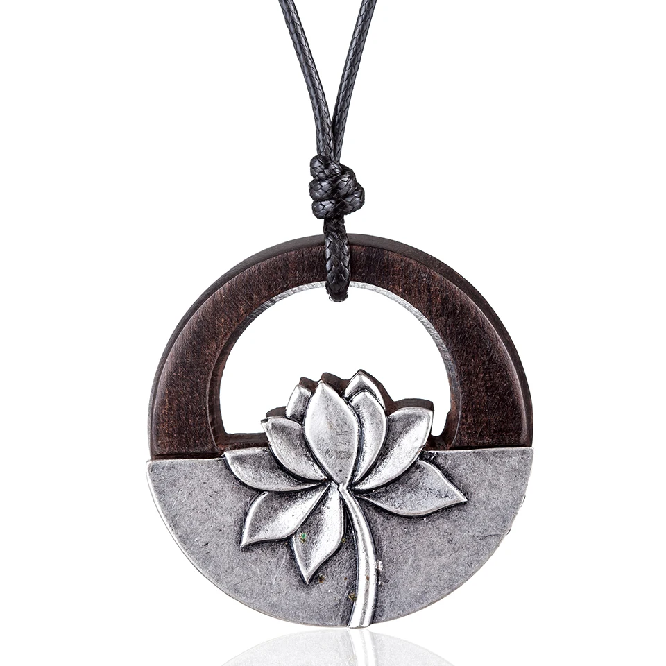 Beautiful Women Jewelry Necklaces Black sandalwood Flower Pendant Long necklace women collares mujer choker kolye bijoux femme