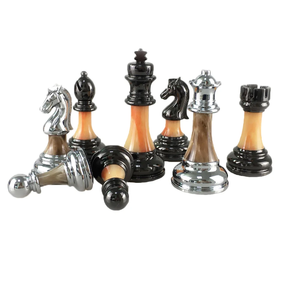 BSTFAMLY Chess Set ABS Plastic Plating Process and Metal Aggravation Chess Pieces Chessman King Height 90mm Chess Game IA2