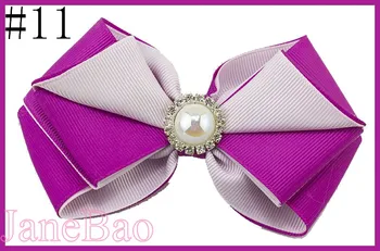 

free shipping 30pcs 4.5'' layered two color boutique hair bows twist hair bows with pearl girl hair clip hair accessories