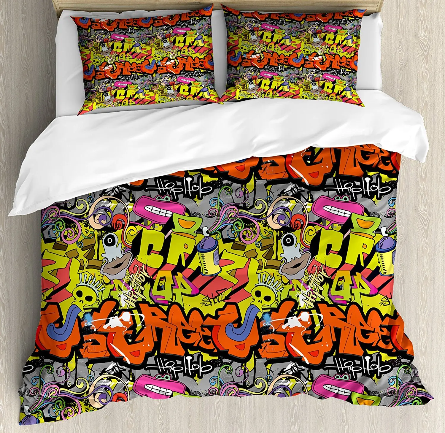 Graffiti funda nórdica de estilo contemporáneo, Hip Funky la cultura Grunge cráneo bajo tierra ilustración ropa de cama conjunto Multicolor|Juegos de ropa de cama| - AliExpress