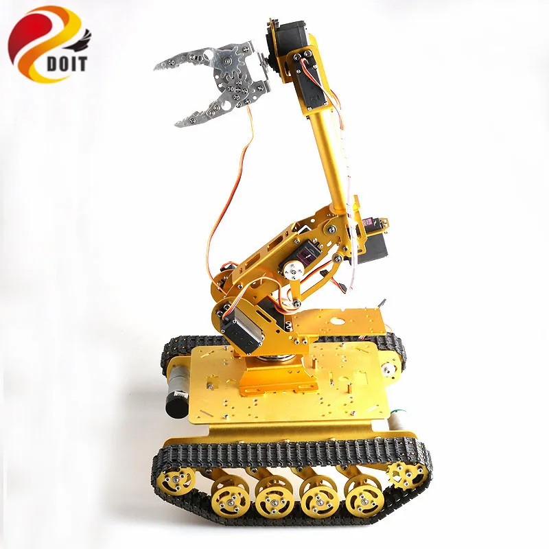  SZDOIT Wifi/Bluetooth/Handle Control 8DOF Metal Robot Arm With Gripper+Smart Tank Chassis Kit Robot - 33056337284