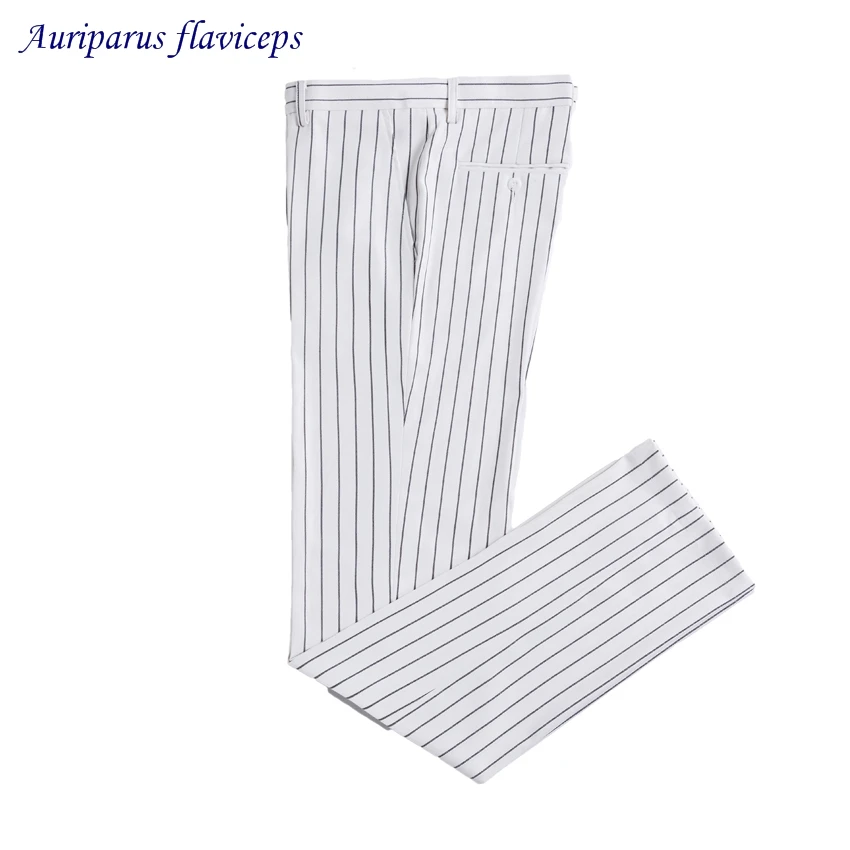 Man Suits Striped Fabrics Groom Tuxedos Groomsman Suit Made Business Suit As Wedding Suit(Jacket+pants+vest)