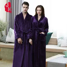 На зиму, теплые, фланелевые банные халаты Для мужчин Удлиненные банный халат мягкий толстый Симпатичные Парные вещи для влюбленных Одежда для невесты женская одежда платье одежда для сна