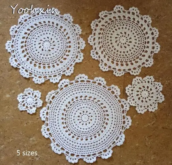 

HOT lace cotton table place mat pad Cloth crochet drink placemat cup mug Christmas tea coffee dish coaster dining doily kitchen