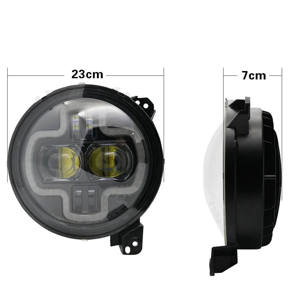 Car Lights 9inch Round LED Headlight White DRL Halo Ring Plug in Play for 2018 2019 Jeep Wrangler JL Car Headlight Assembly (19)