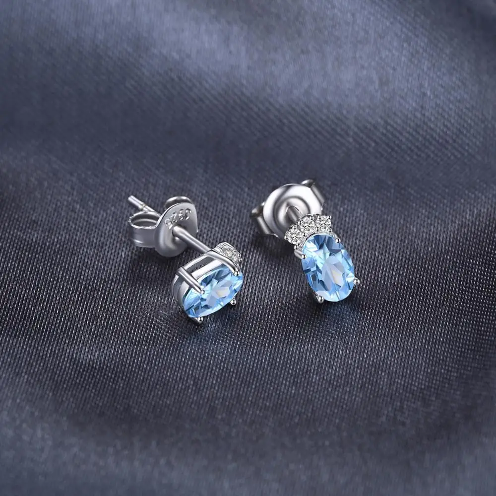 Jewelrypalace классический 1ct овальный Природный Голубой топаз Серьги гвоздики Твердые