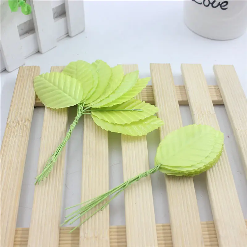 Cheap 10 pieces / lot 5 cm Silk Leaf-shaped Green Leaves Artificial Flower For Wedding Decoration DIY Scrapbooking