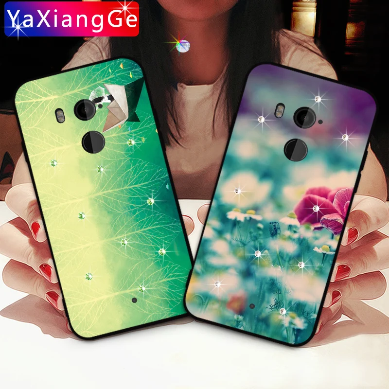 

Luxury Glitter Silicone Case For HTC Desire Eye 820 825 10 lifestyle / Pro Flower Rhinestone Bag Cover For HTC U11 Plus /U ultra