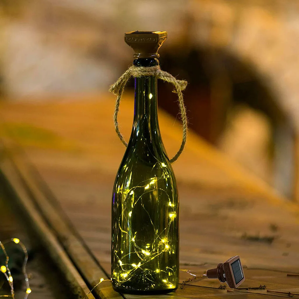 1 шт. Светодиодный светильник на солнечной энергии в форме пробки, Звездный светильник, лампа для бутылки вина, романтический праздничный декор, водонепроницаемая Солнечная медная проволочная лампа
