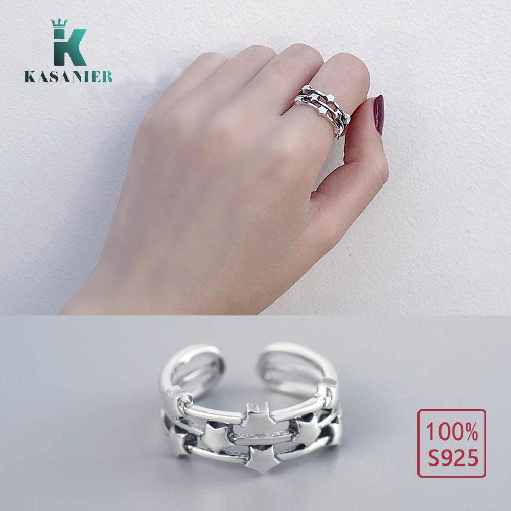 KASANIER 100% Стерлинговое Серебро 925 пробы звезда три линии красивое штабелируемое