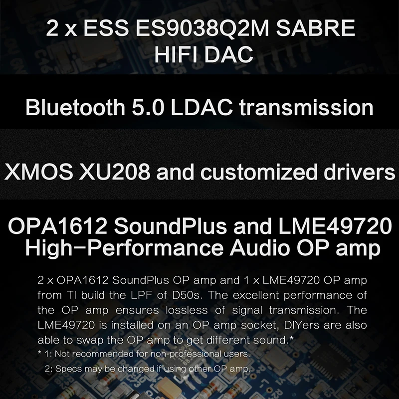 USB ЦАП TOPPING D50S два канала ES9038Q2M Bluetooth 5 0 Hi Fi настольный декодер res PCM 32 бит/768k DSD512