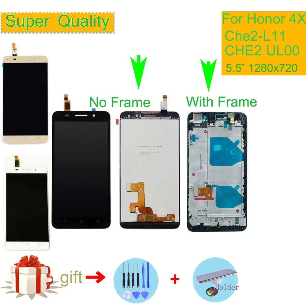

5.5 Original Display For HUAWEI Honor 4X Display Touch Screen with Frame for HUAWEI HONOR 4X LCD Replacement Che2-L11 CHE2 UL00