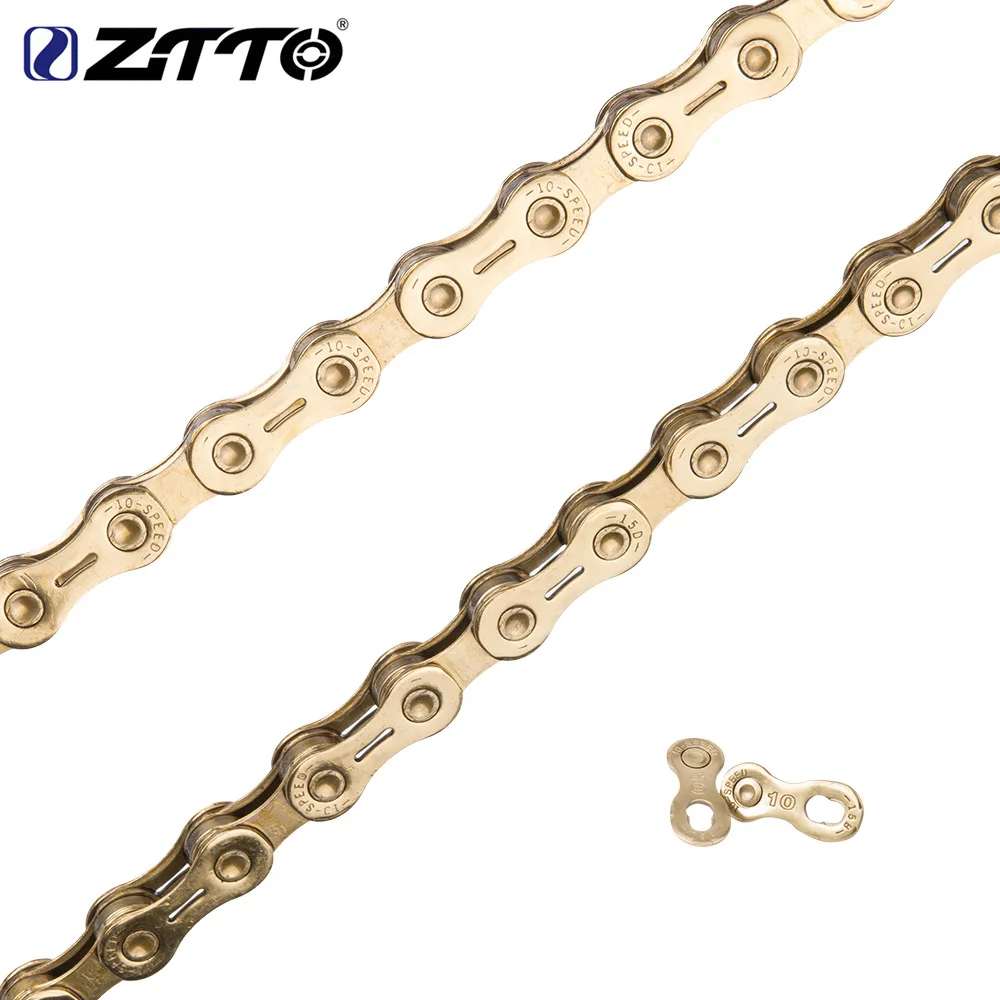Cheap ZTTO/ MTB Golden Semi Hollow SL Chain Mountain Bike Road Bicycle Parts Durable Gold 10s 20 s 30 v 10 Speed For shimano KMC 1