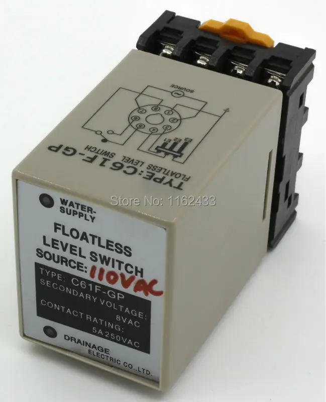 

C61F-GP AC 110V floatless level switch / relay with socket base 110VAC C61F - GP water level controller / pump automatic switch