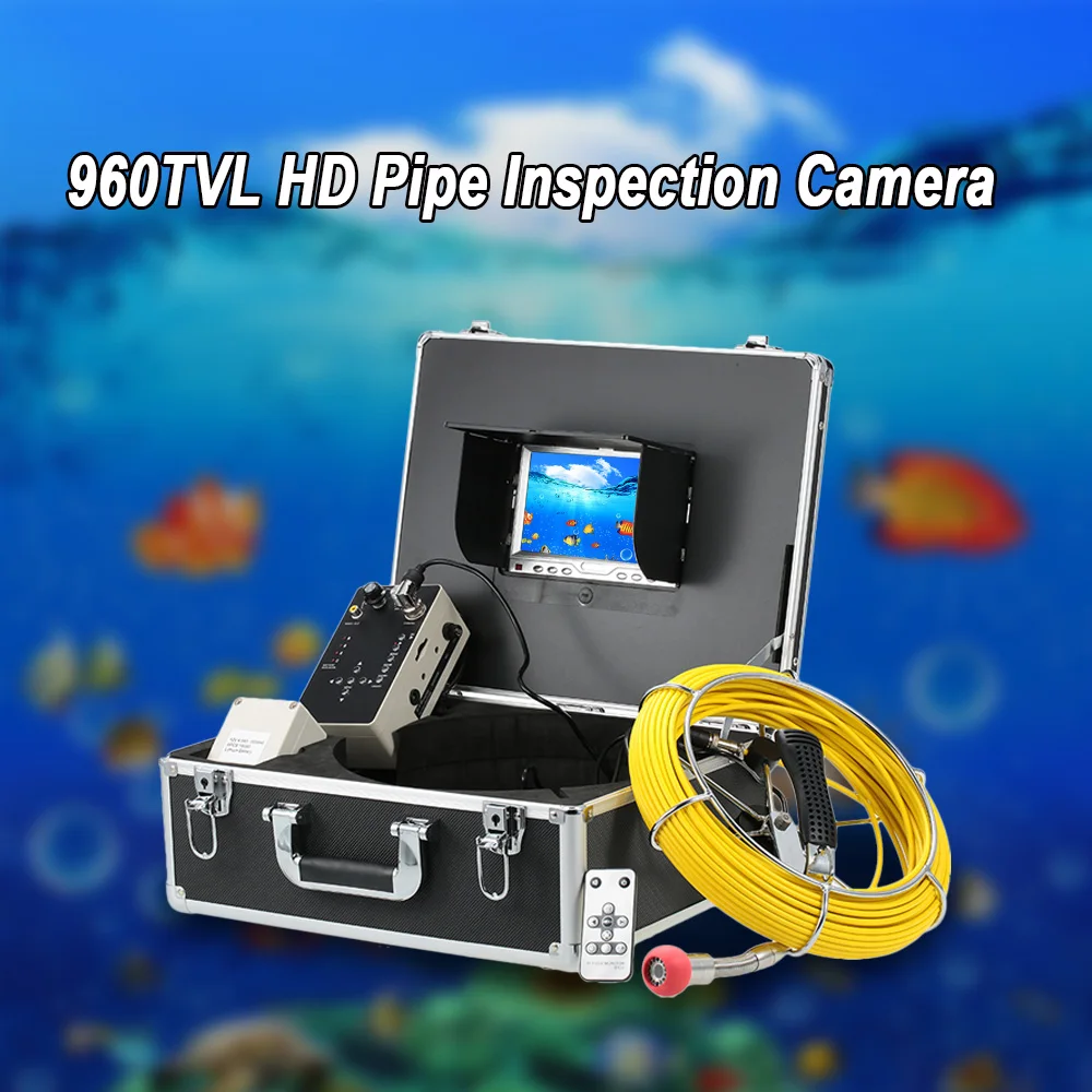 20M Drain Pipe Sewer Inspection Video Camera 7" LCD Display 960TVL CCD