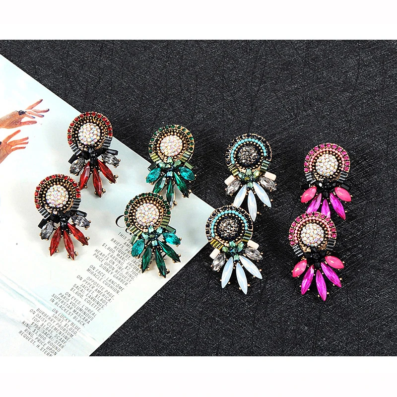 Женские простые серьги с кристаллами ZHINI модные гвоздики оптовая продажа|crystal stud