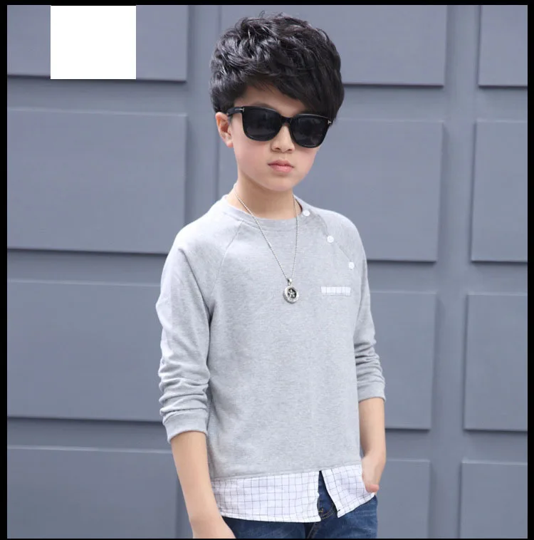 casual black gray patchwork children tops tees boys long sleeve t shirts kids 2017 new spring autumn teenage boys t shirt clothing (14)