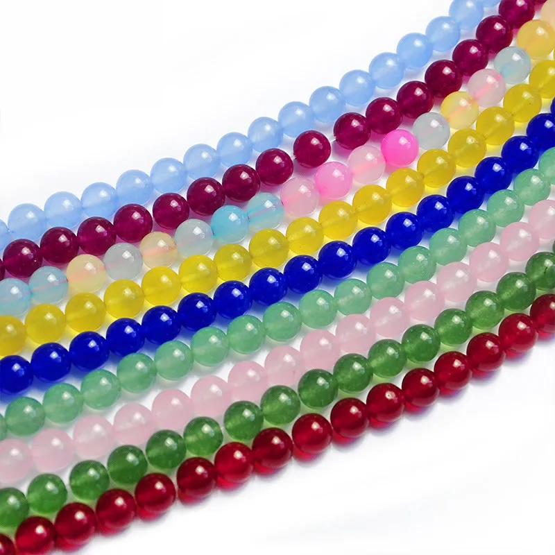 

Free Shipping Natural Stone Mixed Color Jades Round Loose Beads 6 8 10 MM Pick Size for Jewelry Making Bracelet Necklace