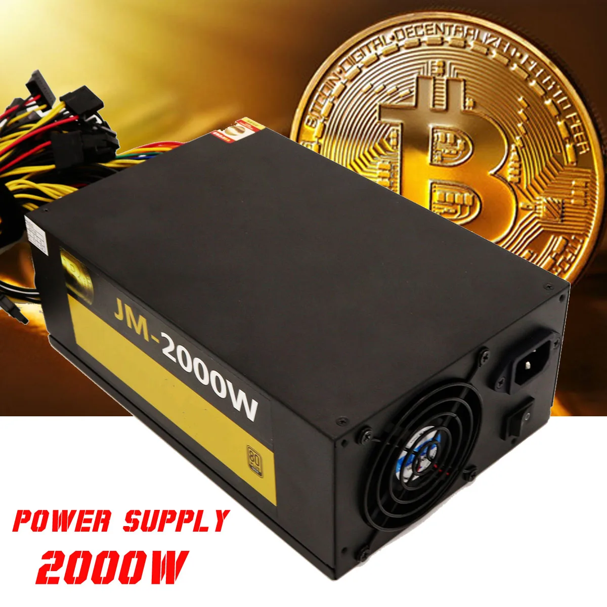

2000W ATX Gold Mining Power Supply SATA IDE 8 GPU suits for ETH BTC Ethereum 3 High-end Graphics Cards