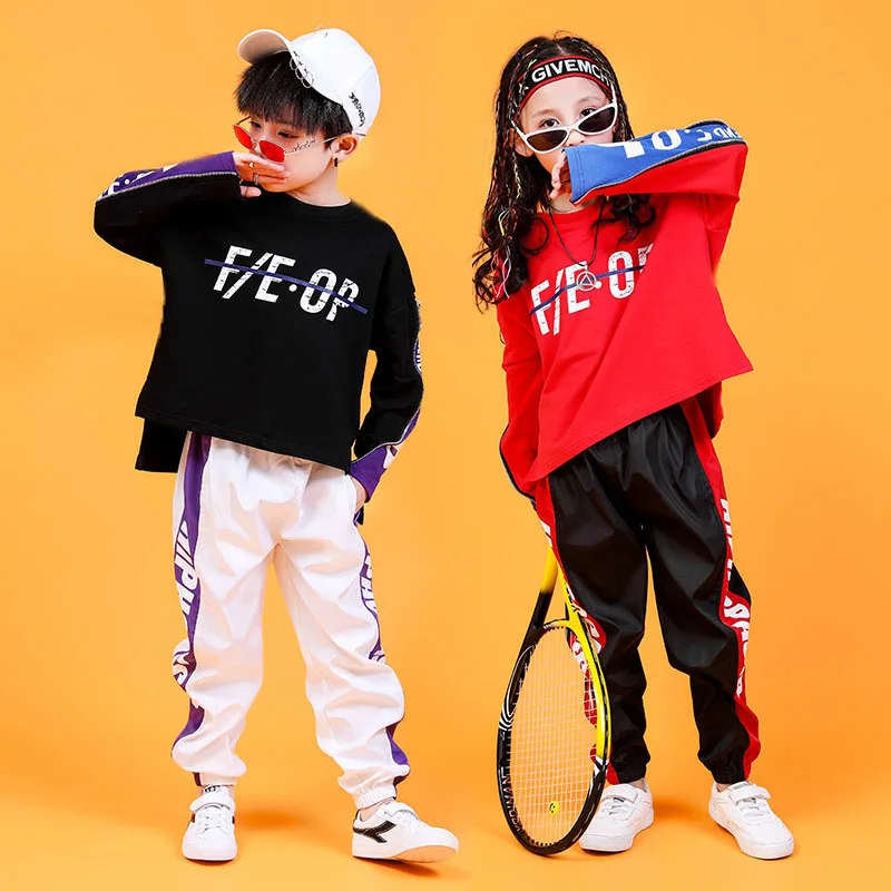 

Children Hip Hop Clothing Sweatshirt Shirt Tops Casual Pants for Girl Boy Jazz Dance Costume Ballroom Dancing Clothes Loose Wear