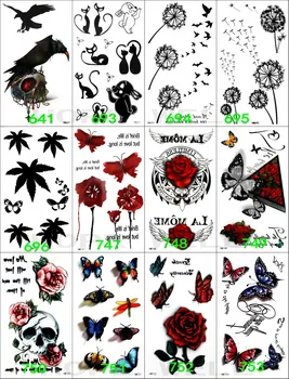 

135pcs Mix 36 Models Temporary Tattoo Sticker 3D Tatoo colorful Totem Butterfly Feather Flower Symbols Body Art Tattoos express