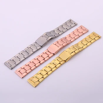 

10pcs/lot NEW Arrival Watch Band 20mm Stainless Steel Watch Gold Silver Bands Strap For Wristwatch Folding Clasp Bracelet Belts