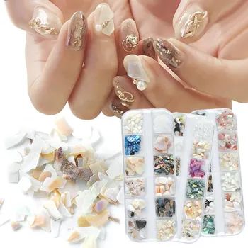

1 Box Mixed Natural Sea-shell Abalone Slices Gradient Crushed Stone 3D Nail Art Decorations UV Gel Design Manicure Accessories