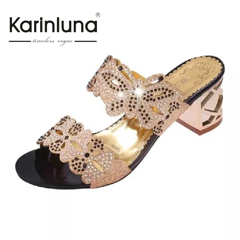 

KARINLUNA Fashion Rhinestone Butterfly Pattern Women Sandals Rome Style Open Toe Platform Slip On Summer Shoes Woman