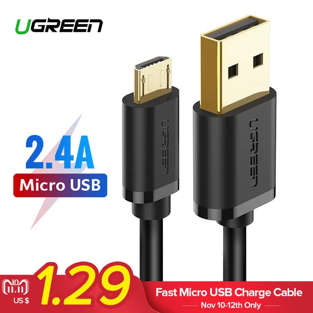 Ugreen кабель micro usb 3 m 2 m 1 m 5v2a зарядное устройство usb кабель для передачи данных для samsung htc huawei мобильный телефон кабели для android телефоны