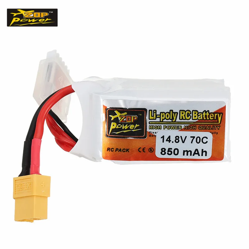 

Rechargeable ZOP Power 14.8V 850mAh 70C 4S Lipo Battery XT60 Plug for RC Quadcopter Racing Drone Toys Models Replacement Parts