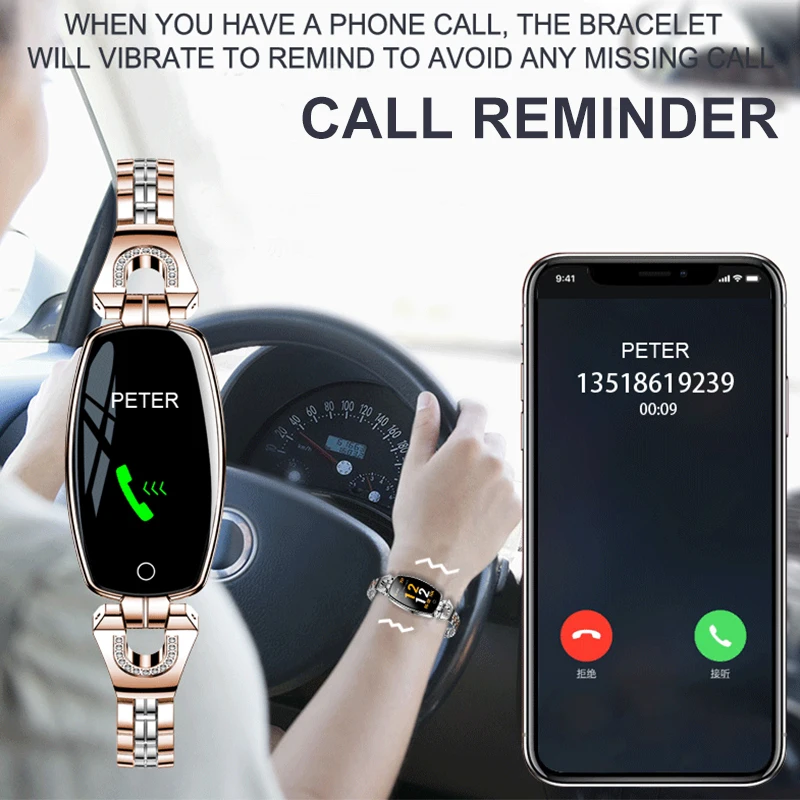 H8 Смарт-часы Для женщин Водонепроницаемый Мониторинг частоты сердечных сокращений Bluetooth Фитнес трекер Браслет «Умные» Часы для Android IOS смарт часы