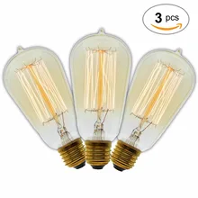 3 шт./лот ручной работы Edison лампа углеродная нить из прозрачного стекла, винтажная лампа Эдисона в стиле ретро лампа накаливания 40 Вт/60 Вт 220 V E27 ST58