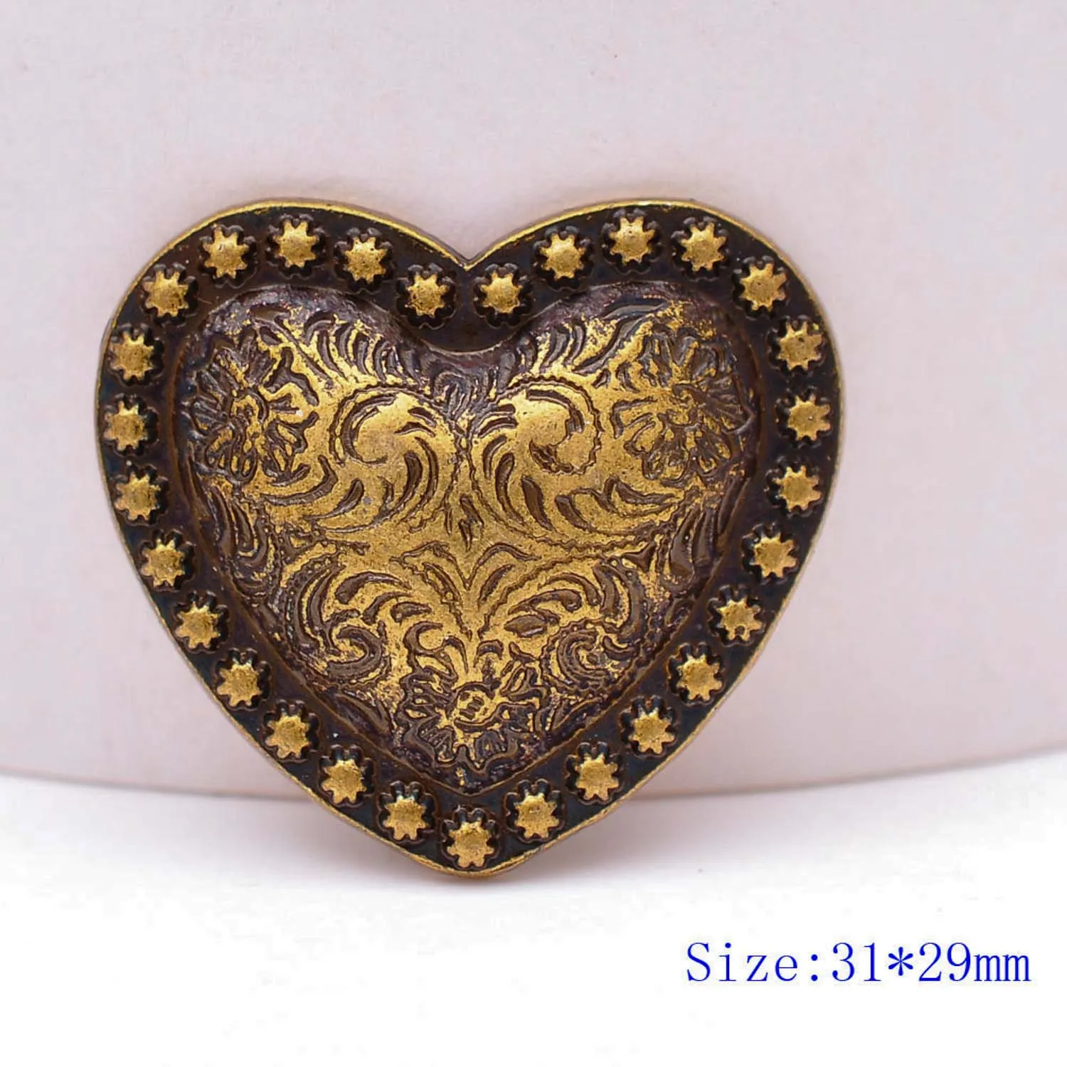 

10PCS WESTERN HEADSTALL HORSE TACK HEART BRASS FLOWER BERRY SADDLE LEATHERCRAFT CONCHOS 1-1/8" SCREWBACK