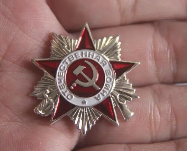 Металлические медали Значки для одежды Россия Cccp WW2 СССР военный орден медаль Красная звезда русская армия булавки с муфтой сзади - Цвет: silver