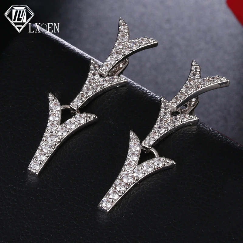 

LXOEN Personality Triangle Detachable Stud Earrings With AAA Cubic Zirconia Black Gun Ear Studs For Women Gift Jewelry brinco