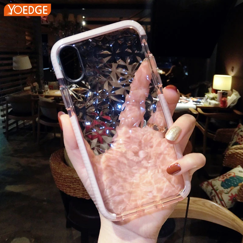 

Phone Case for iPhone X Anti-knock Durable Fashion Luxury Diamond Pattern Soft Transparent Cover Cases for iPhone 6 6S 7 8 Plus