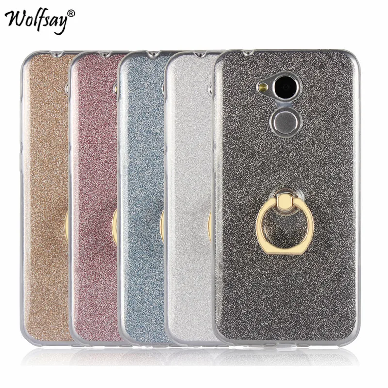Luxury Bling Glitter Case Huawei Honor 6A Cover Silicone Soft TPU Ring Holder Shell |