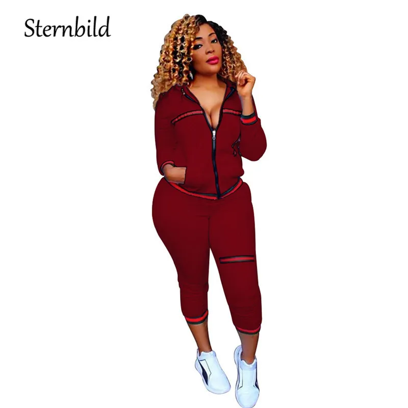 

STERNBILD 2018 New Winter Solid Knitting Women' Sets European Fashion Long sleeve Pockets Sweatshirt&Pencil Pants
