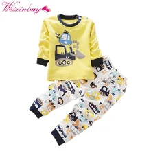 2 pcs baby girl boy clothes cartoon patten cotton long sleeved t shirt pants newborn infant