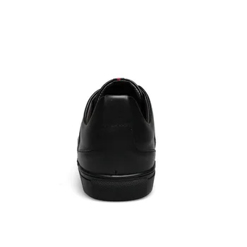 

Genuine Leather Men Shoes Casual Soft Men Casual Shoes Lace Up Black White